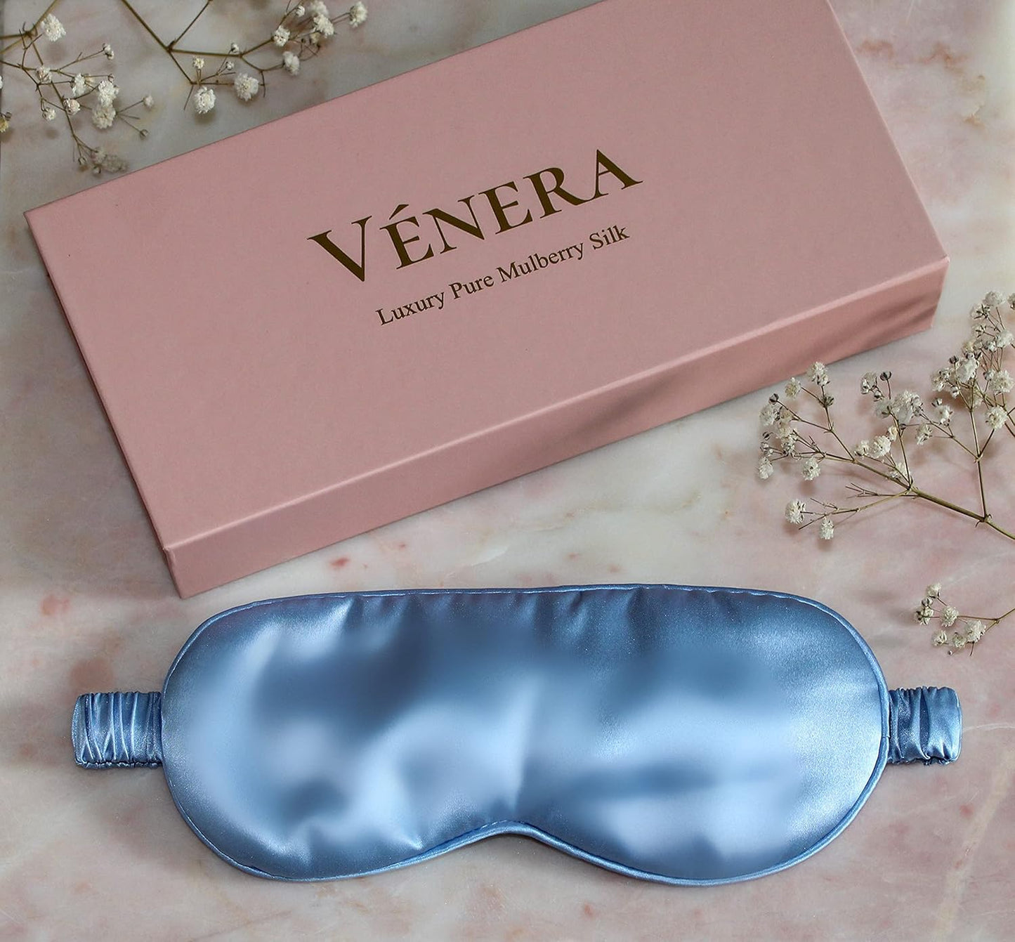 Silk Sleep Mask - 100% Pure 22 Momme Mulberry Silk Eye Sleeping Mask for Women and Men - Blackout Eye Mask for Sleeping (Blue)