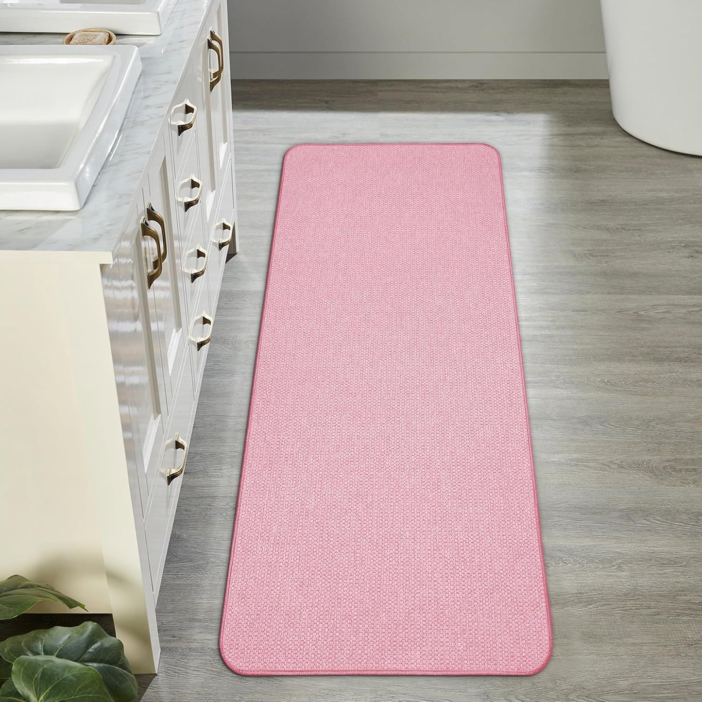 Bath Mat,Ultra Thin Bathroom Runner Rugs,Large Bath Mats for Bathroom,Quick Dry,Non-Slip,Machine Washable,Low Pile,Bath Rug,Shower Outside,Sink,Home Decor Accessories.Pink,1'9"x3'11"(21x47inch)