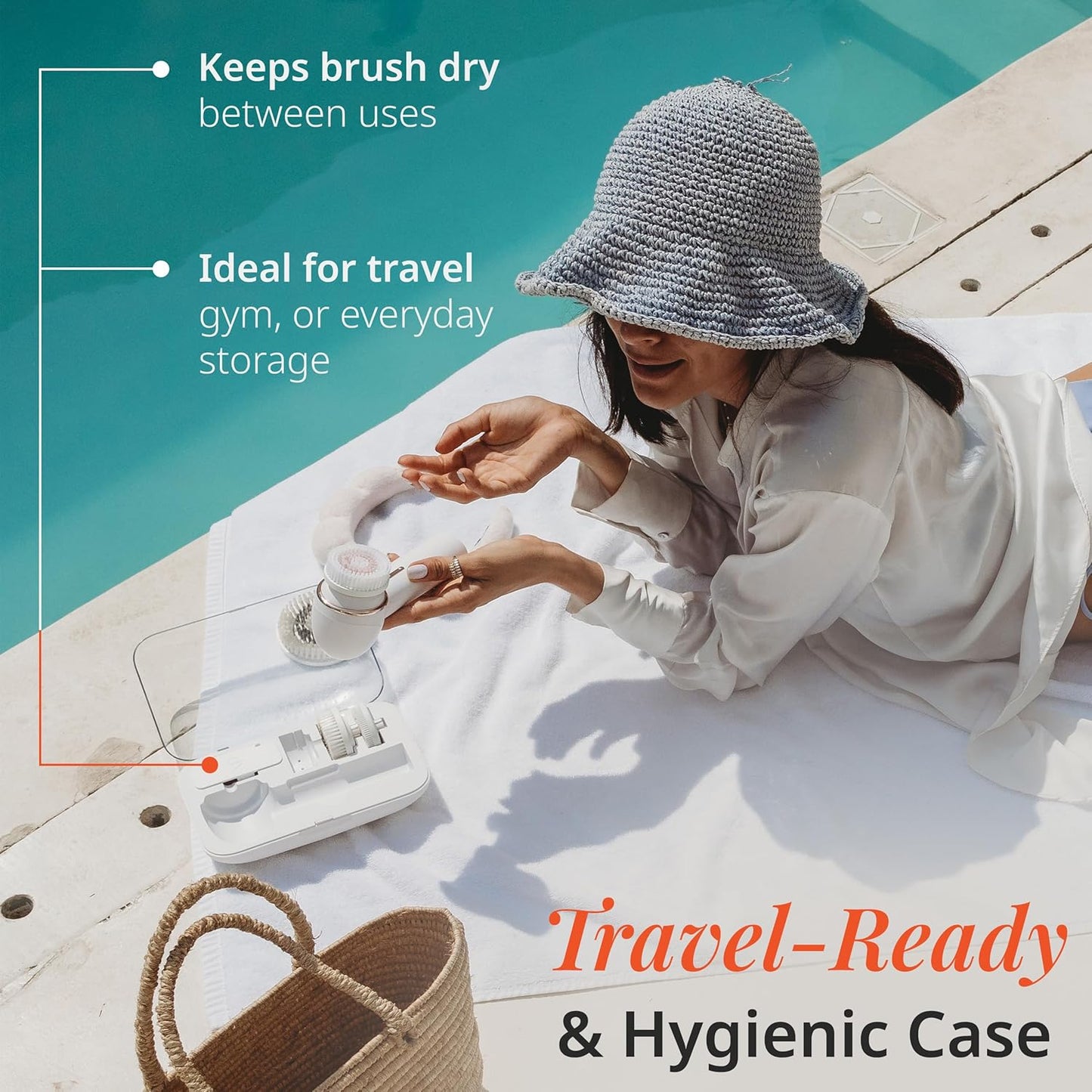 Vanity Planet Raedia 2.0 Facial Cleansing Brush, 4 Interchangeable Brush Heads, White - Daily Cleansing Face Exfoliator for Glowing & Acne Prone Skin - Lightweight Silicone Water-Resistant Body Brush