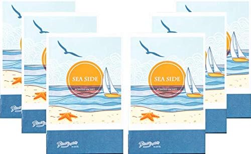Seaside Scented Sachets Pack of 6, Spring and Summer - Long-Lasting Scented Bags, Home Fragrance, Air Freshener & Deodorizer for Closet, Room, Drawer, or Cars, Made in USA