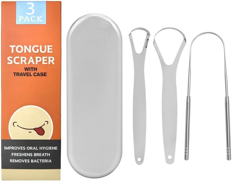 Tongue Scraper for Adults - Reduce Bad Breath, Metal Tongue Scraper, Tongue Cleaner for Adults -Stainless