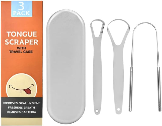 Tongue Scraper for Adults - Reduce Bad Breath, Metal Tongue Scraper, Tongue Cleaner for Adults -Stainless