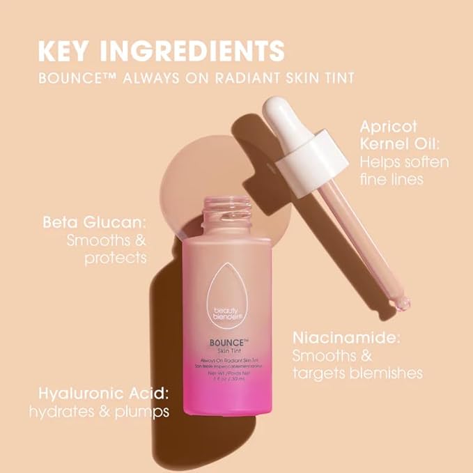 Beautyblender 12-Hour Always on Radiant Skin Tint, Breathable Serum Foundation Stays Put for All Day Long Wear, Infused with Hyaluronic Acid & Niacinamide, Light 4