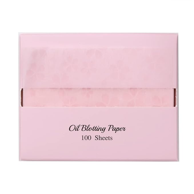 [400 Counts + Mirror Case] Cherry Blossom Natural Oil Blotting Paper for Face with Mirror Compact and Refills