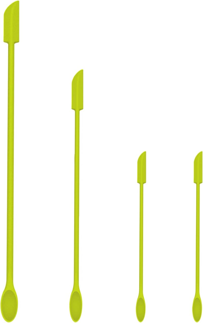 Mini Spatula Silicone Spatula Set - 4pcs Small Makeup Scrapers for Cosmetics, Reusable Beauty Tiny Tools, Thin Jar Scraper, Get the Last of the Makeup Out of the Bottle(Green)