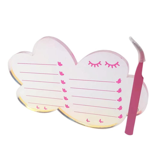 Grafting False Eyelash Acrylic Extension Pallet, Eyelash Extension Tweezers Plate Pad Makeup Palette Individual Training Tools Dazzling (Cloud-shaped A （5.51x3.94in）)