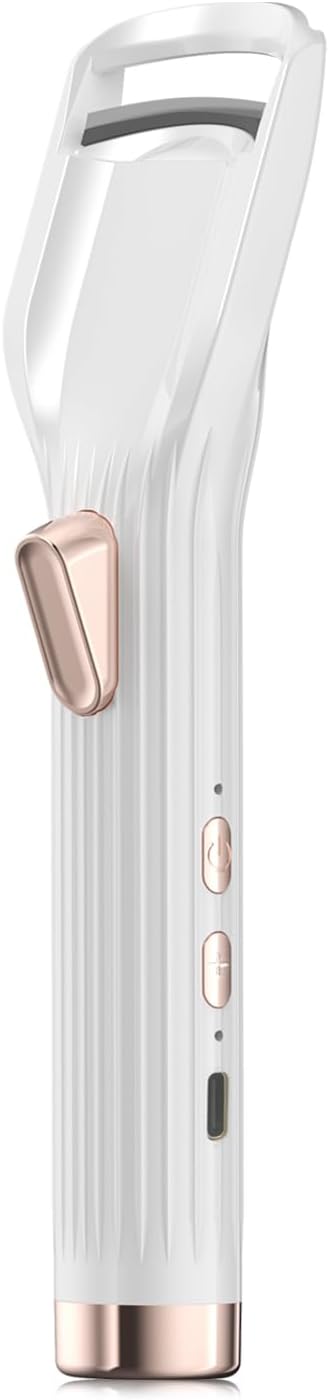 Heated Eyelash Curler Premium PRO - Fast Heat up in 8s - 24 Hours Long Lasting - Rechargeable Electric Eyelash Curler with Type-C, 2 Heat Modes, Anti-Burn Eyelid, Gift for Women Girls, White-AB