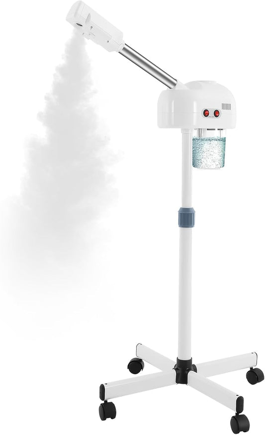Professional Facial Steamer for Estheticians, Esthetician Facial Deep Cleaning Skin Care Equipment with Foldable Arm, Face Steamers on Wheels for Salon Beauty and Spa Shop