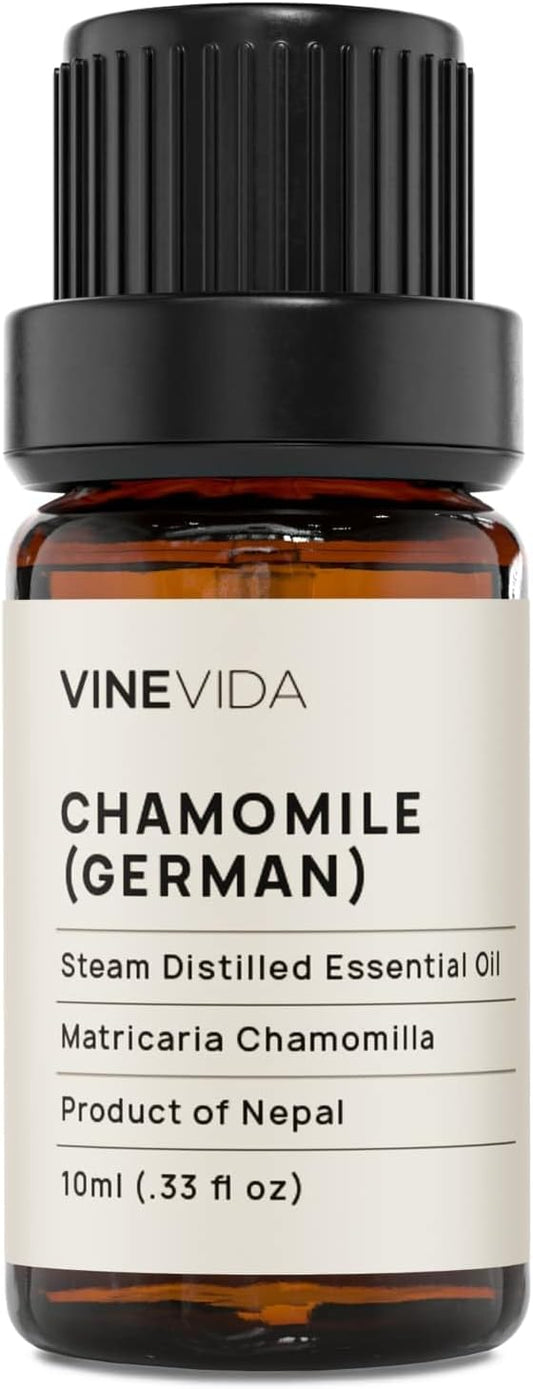 VINEVIDA Chamomile German Essential Oil 10 mL - Undiluted Chamomile Oil 10 mL - DIY Candle Scents for Candlemaking - 10 mL Essential Oil for Soap Making Safe for Skin (4OZV-OBP-CHA-GER-10ML)