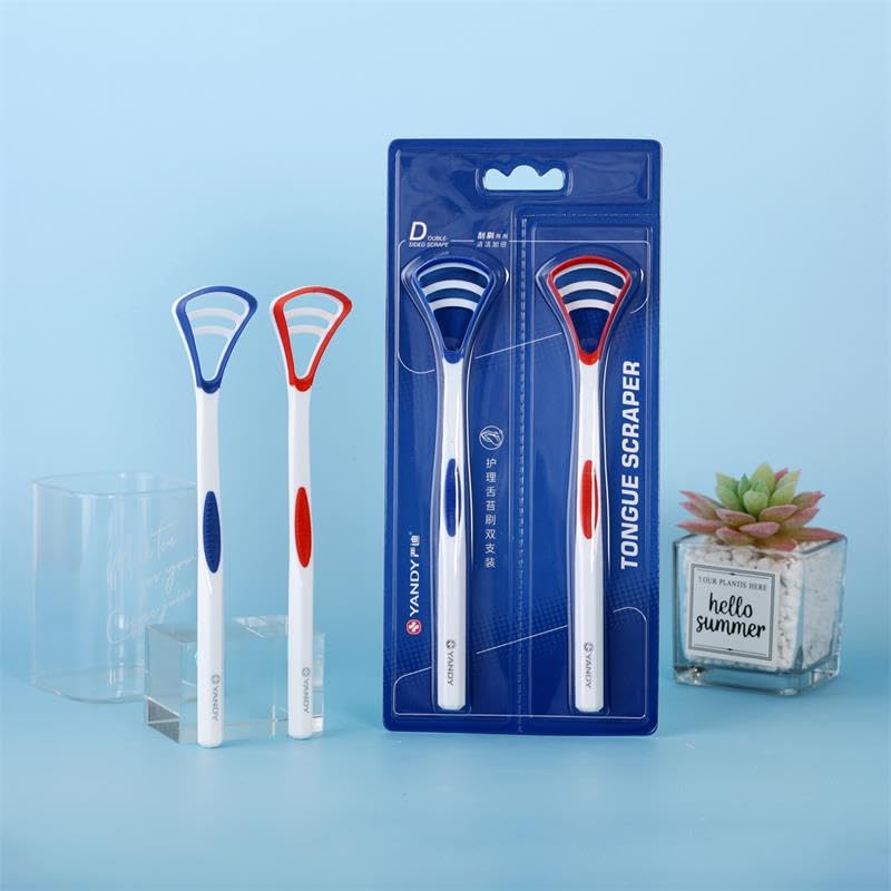 YANDY Tongue scraper, tongue brush for adults and children,easy to use,freshens breath and helps eliminate bad breath (Pack of 2)