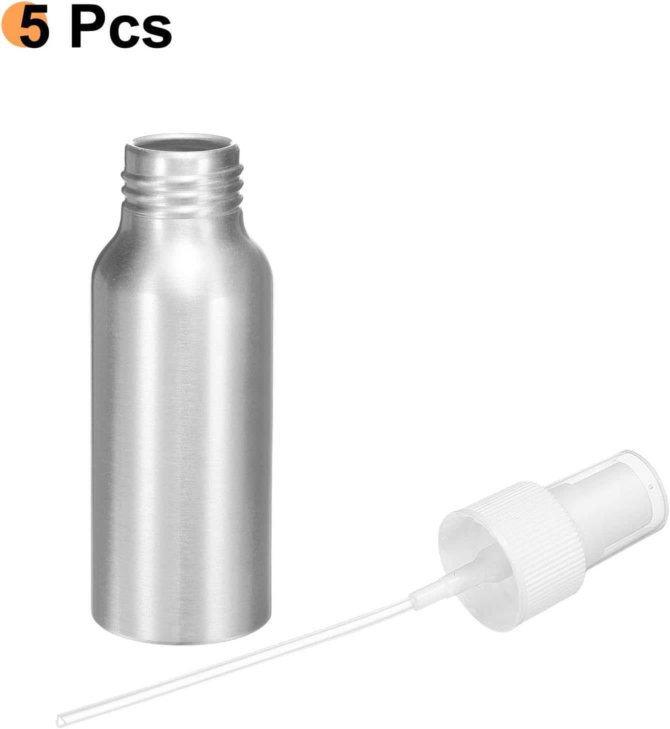 HARFINGTON 5pcs Aluminum Fine Mist Spray Bottles 80ml/2.7oz Metal Small Liquid Alcohol Refillable Travel Container with White Plastic Nozzle Cap for Perfume Skincare Cosmetic Storage Bottle