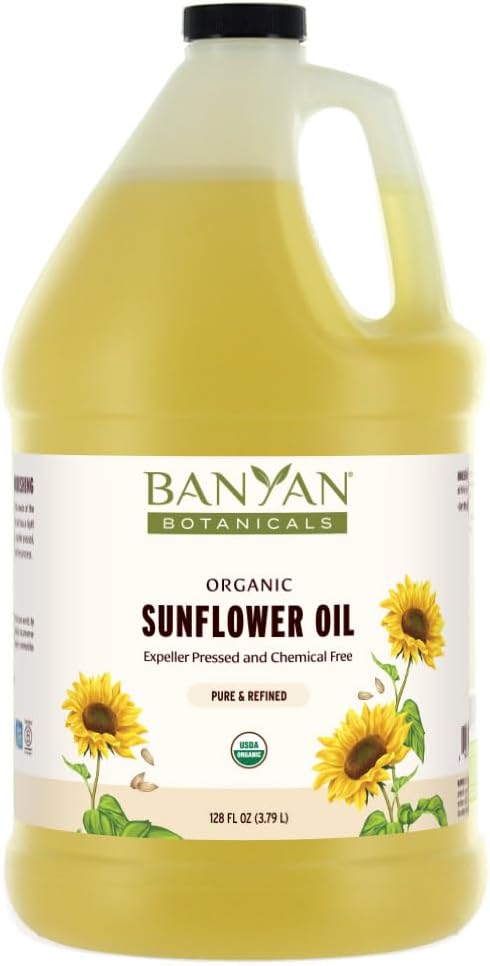 Banyan Botanicals Sunflower Oil – Pure & Organic Sunflower Seed Oil for Skin, Body, Hair & More – Multiple Sizes – 128 oz – Expeller Pressed Non GMO Chemical Free