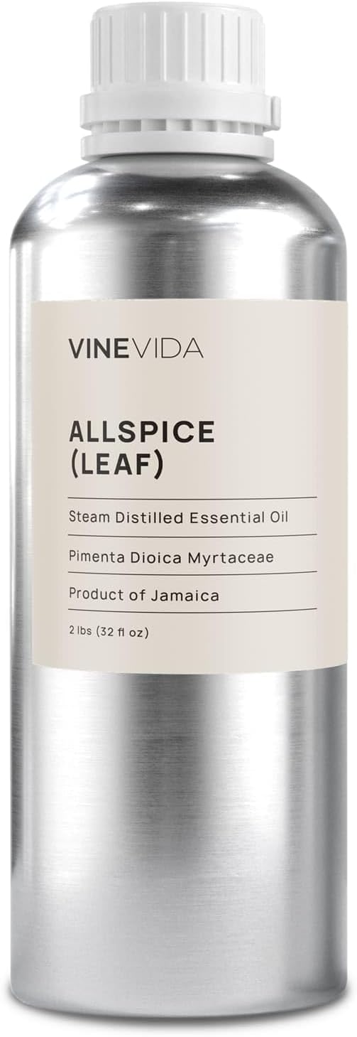 VINEVIDA Allspice Leaf Essential Oil 32 oz - Undiluted Candle Oil Scent for DIY Candlemaking - Bulk Essential Oil for Soap Making