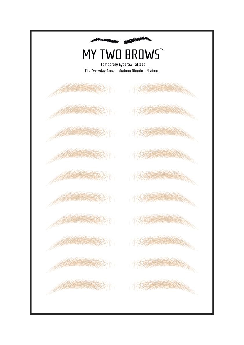 (10 pairs) Medium Blonde Temporary Eyebrow Tattoo - Medium Size - Waterproof & Smudgeproof - Everyday Brow Style Eyebrow Stickers - Sheet Lasts up to 30 Days - Won't Work on Existing Brows