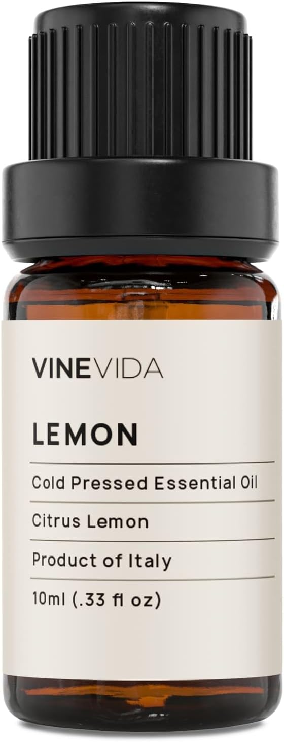 VINEVIDA Lemon Essential Oil 10 mL - Undiluted for Candle Making, Soap Making, DIY Candle Scents - Safe for Skin