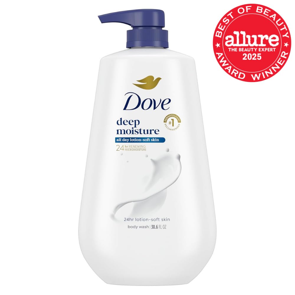 Dove Body Wash Deep Moisture for 24hr Lotion-Soft Skin Moisture Moisturizing Skin Cleanser with No Sulfates No Parabens 30.6 oz