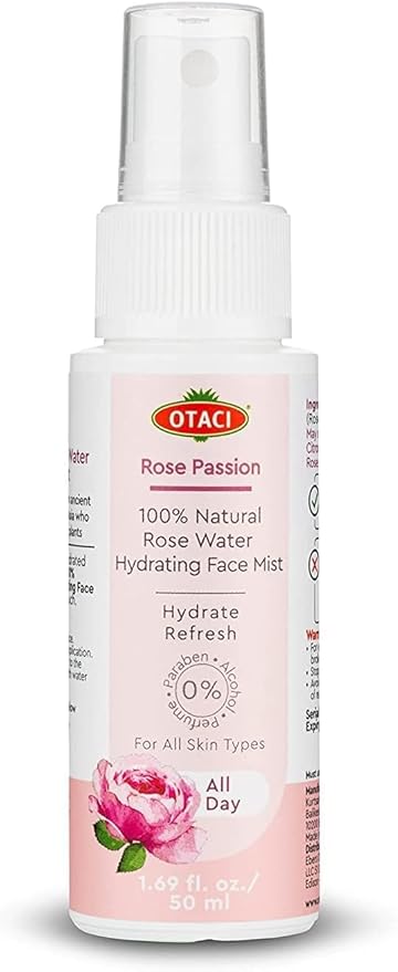 OTACI Rose Passion Face Mist Spray – 100% Natural Rose Water Hydrating Mist for Glowing, Refreshed Skin – Travel Size 50ml – Vegan, Alcohol-Free, for All Skin Types