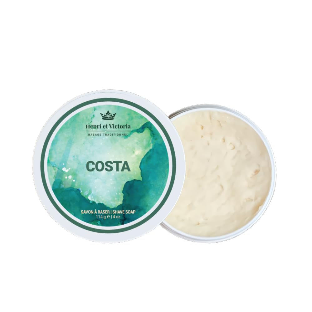 Traditional Shaving Soap For Men | Costa Fragrance | Smooth Shave, Lathers Up Nicely, Long-Lasting Scent | Canadian Made by Skilled Artisan 114 g (4 oz)