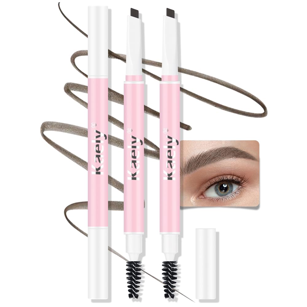 3Pcs Waterproof Eyebrow Pencil, Professional Makeup Micro Brow Pencil, Double-ended ultra-fine eyebrow pencil, Ultra-Fine Mechanical Pencil (3, 03#Black Brown)