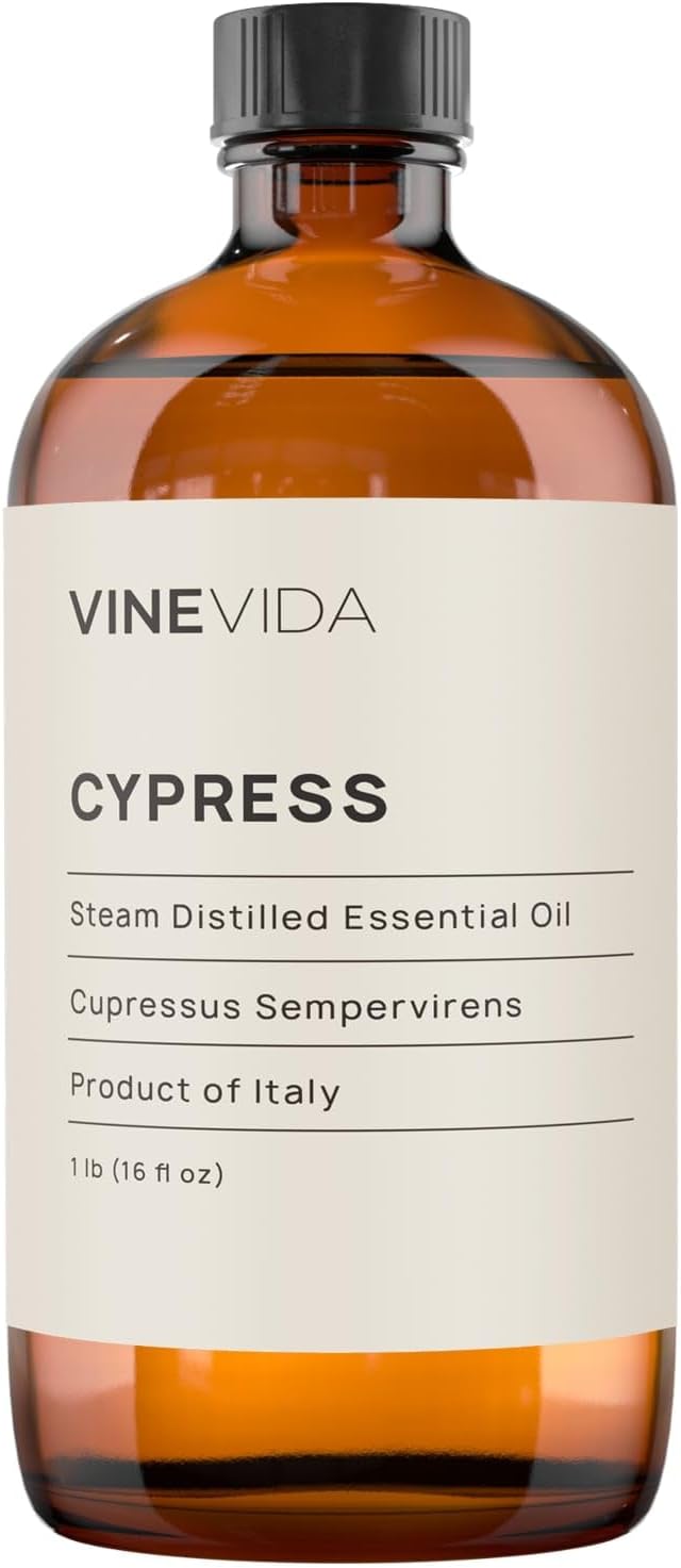 VINEVIDA Cypress Essential Oil 16 oz - Undiluted Cypress Oil - DIY Candle Scents for Candlemaking - Bulk Essential Oil for Soap Making Safe for Skin