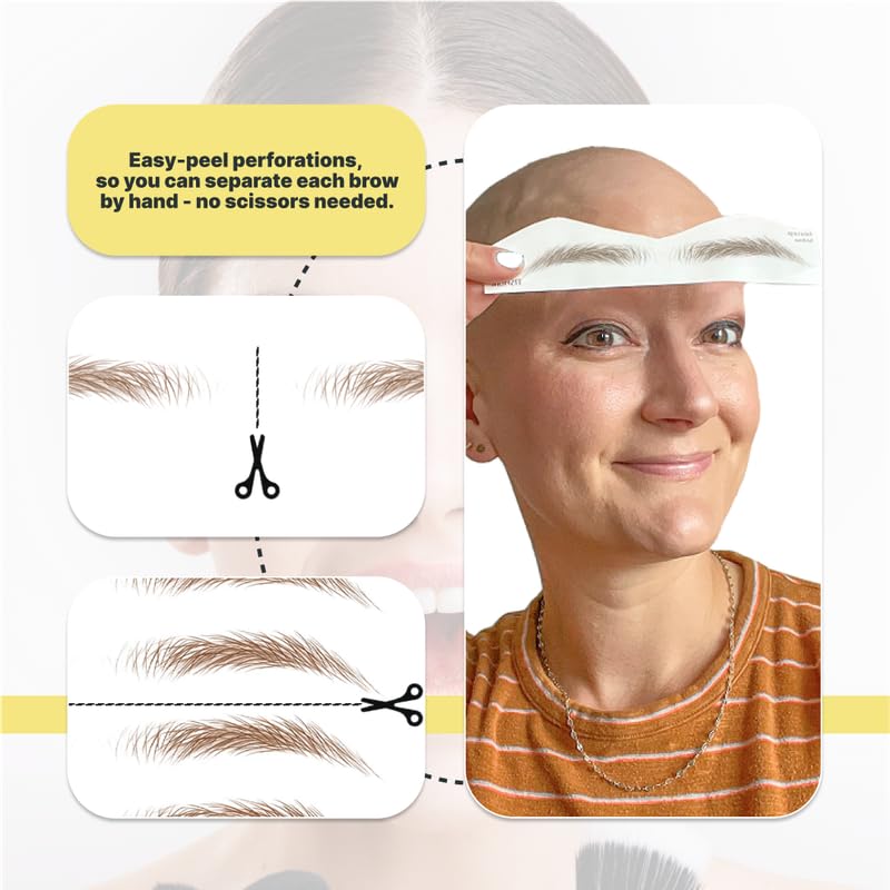 100 Pairs Medium Brown Temporary Eyebrow Tattoos, Waterproof and Smudge-Proof Medium Everyday Style Realistic Eyebrow Sticker for Men & Women, Easy to Apply, Won't Work on Existing Brows