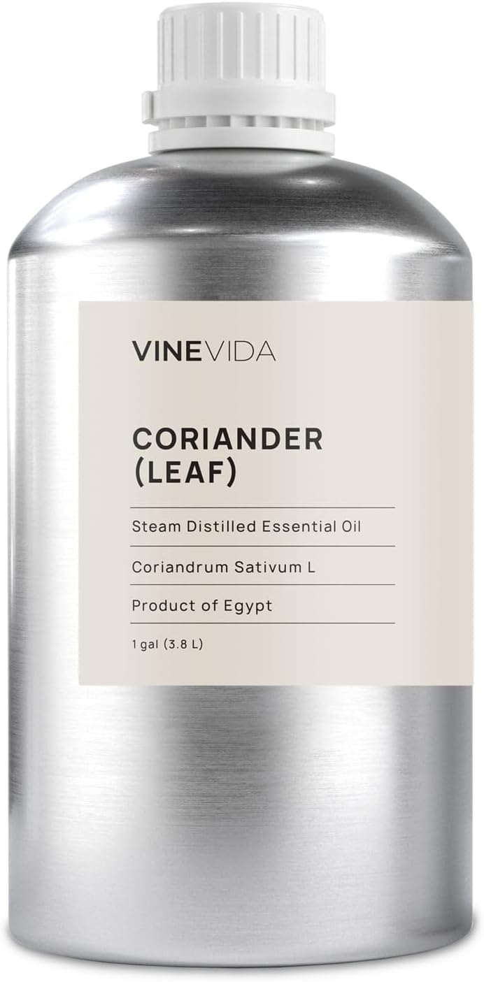 VINEVIDA Coriander (Leaf) Essential Oil - Gallon Coriander (Leaf) Oil Undiluted - Bulk Gallon Essential Oil for Soap Making Safe for Skin - DIY Candle Scents for Candlemaking Scents - 8 lbs