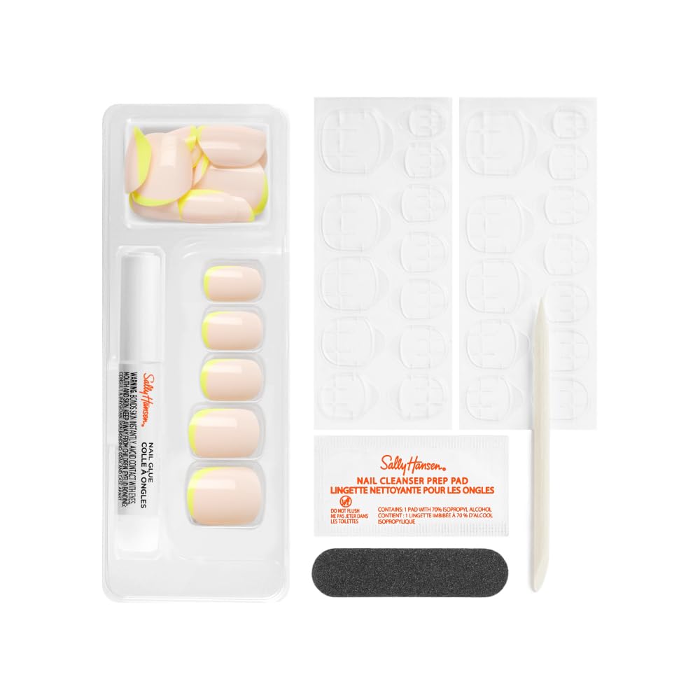 Sally Hansen Instant Cuticle Remover & Salon Effects Perfect Press-On Nails, 30 Designs, Nail Glue & Tabs