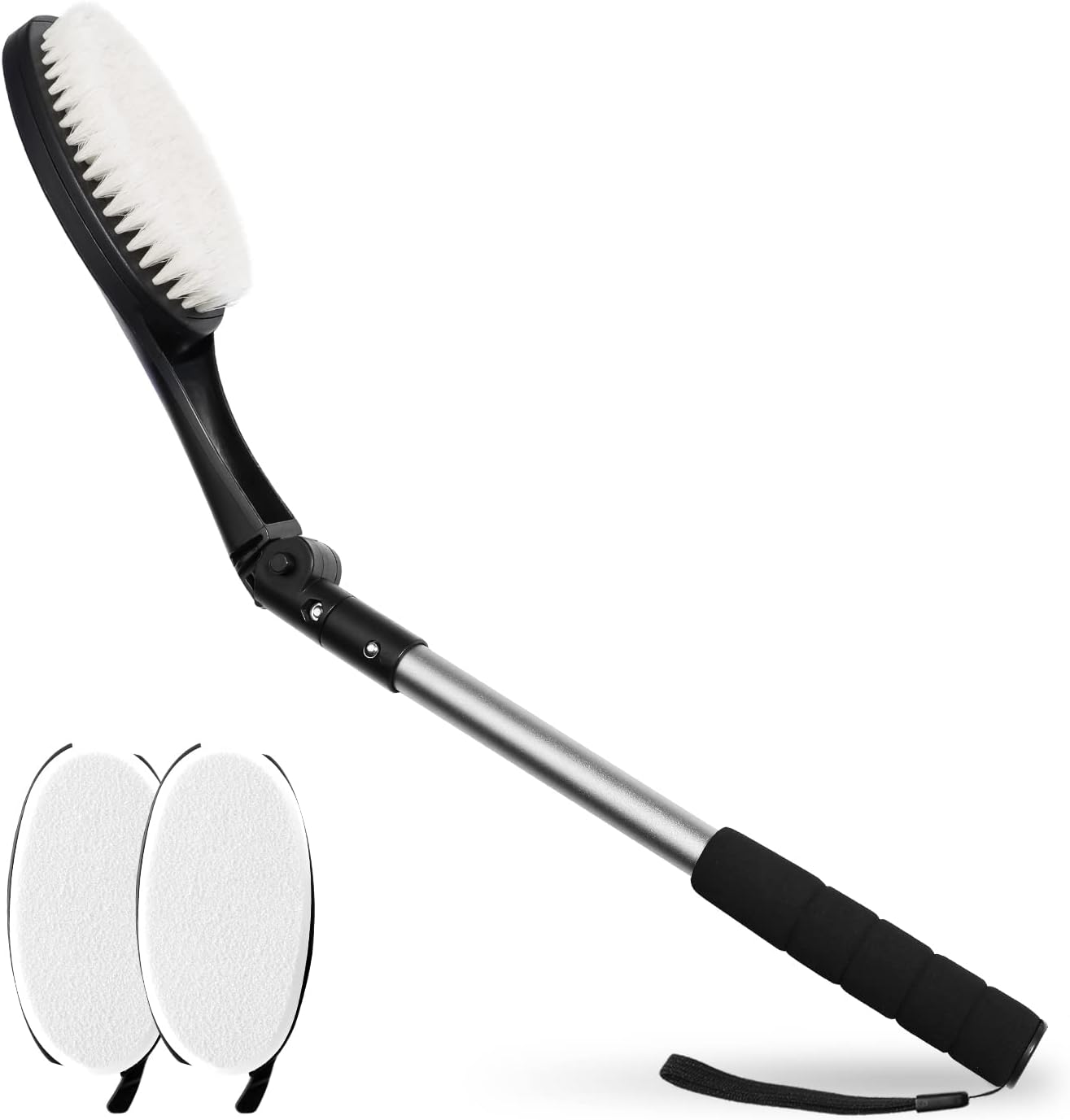 EASACE Body Brush for Back,Lotion Applicator, Long Handle Bath Brush for Showering, Adjustable Head Back Scrubber, Shower Brush with Soft Bristles for Wet or Dry