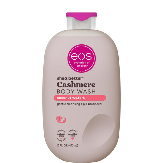 eos Shea Better Cashmere Body Wash, Coconut Waters, Moisturizing, pH Balanced Body Wash, Creamy Gel Formula, Paraben & Phthalate Free, Sensitive Skin, 16 fl oz
