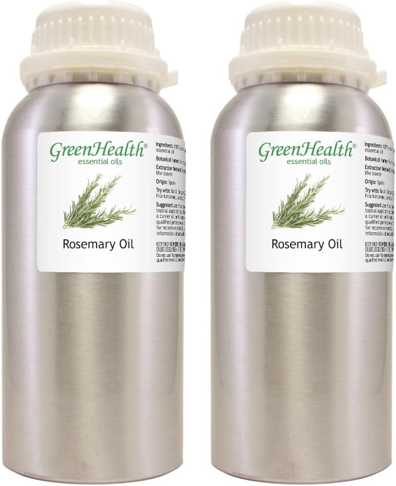 2 Bottles - 16 fl oz Rosemary Essential Oil (100% Pure & Uncut), Aluminum Bottle - GreenHealth