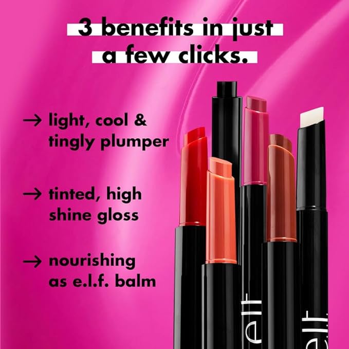 e.l.f. Pout Clout Lip Plumping Pen, Nourishing Lip Balm For Sheer Color & Shine, Plumps & Moisturizes, Vegan & Cruelty-Free, Plum on Over