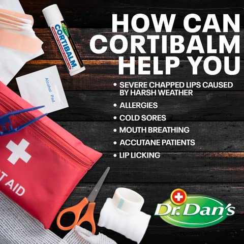 Dr. Dan's Cortibalm 2 pack -for Dry Cracked Lips Healing for Severely Chapped Lips - Designed for Men, Women and Children - 2 Pack