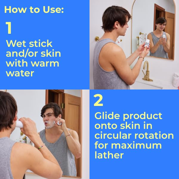 WYOS Shaving Cream Stick, 2 Pack, Shaving Soap Bar, Shave Stick, Travel Shaving Cream, Leak & Mess Free, Hydrating Smooth Lather, Sensitive Skin, Travel Size, Clean Formula, Sulfate & Paraben Free