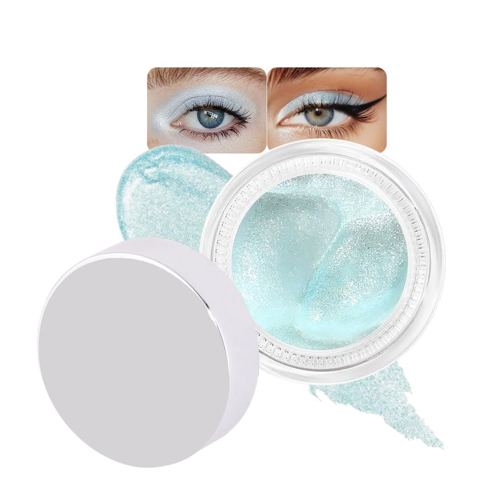 Monochrome Glitter Eyeshadow Palette,Single Light Sky Blue Shimmer Eyeshadow,Long-Lasting Sheer Eye Makeup With A Sparkle Finish,Smooth Formula,Vegan & Cruelty-Free
