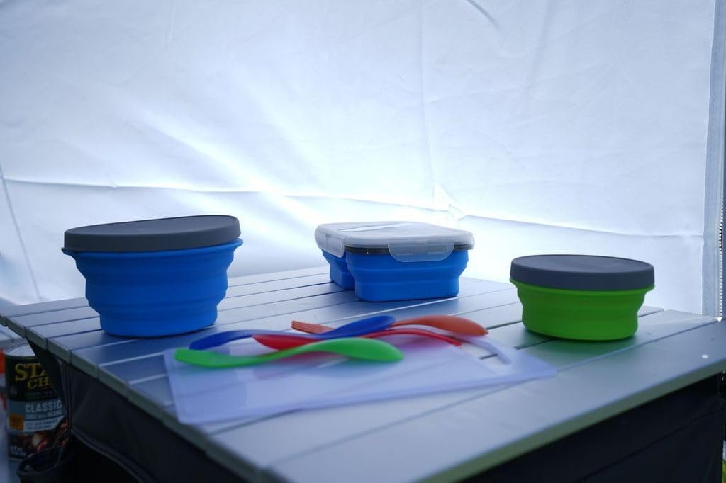 Collapsible Silicone Bowl with Lid for Camping and Backpacking - Camping Dishware Gear Essentials in Small/Medium/Large (Made by Caddis Sports) (Medium (Green))