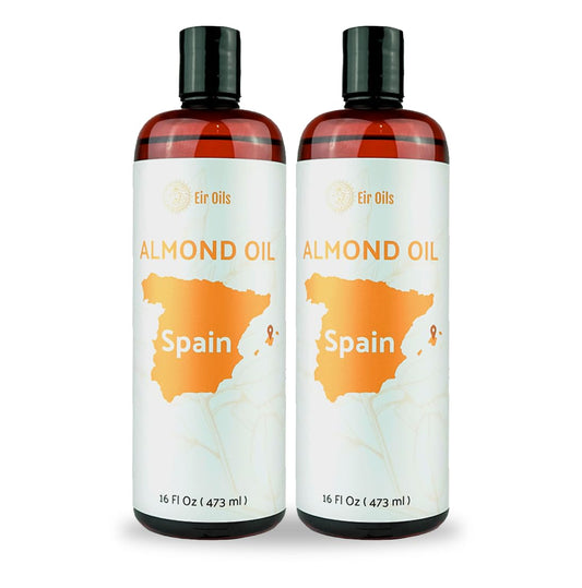 Sweet Almond Oil (16 oz) - for Skin and Hair - Carrier Oil for Essential Oils Mixing - From EIR Oils' Farm in Mallorca, Spain - 1 Pack
