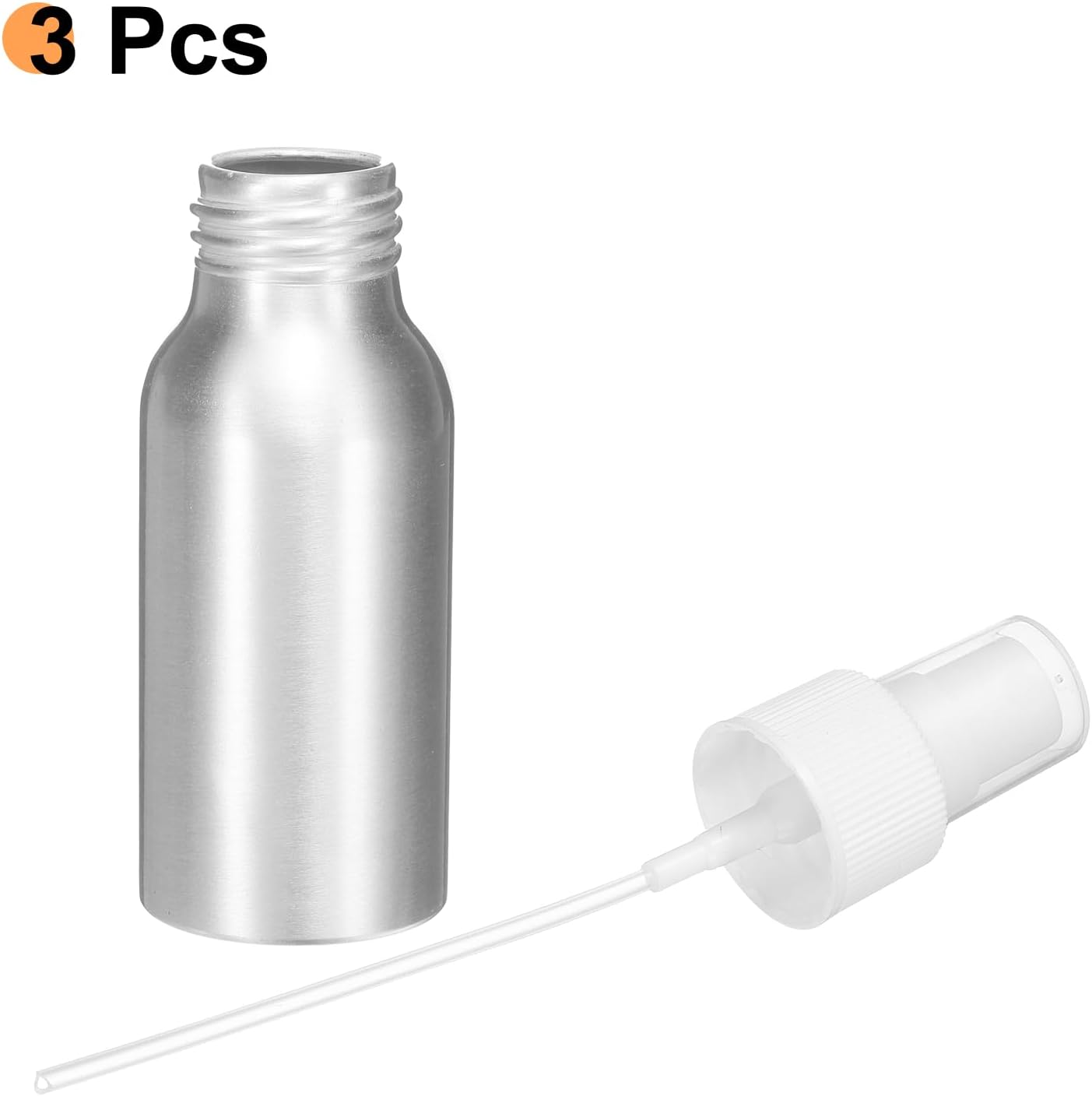 HARFINGTON 3pcs Aluminum Fine Mist Spray Bottles 50ml/1.7oz Metal Small Liquid Alcohol Refillable Travel Container with White Plastic Nozzle Cap for Perfume Skincare Cosmetic Storage Bottle