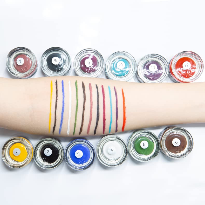 Erinde Dark Gray Gel Eyeliner, Waterproof Cream Eyeliner Gel Pot, High-Intensity Pigments Long Lasting Smudge-Proof Eye Liner Halloween Makeup, Waterline Matte Eye Liner with 2PCS Brush, 08 Dark Gray