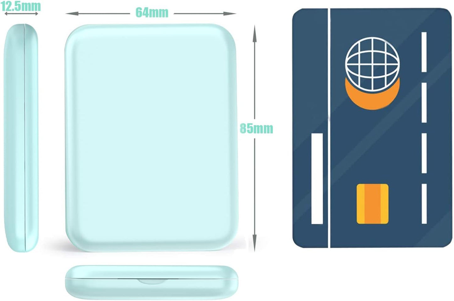 WOBSION Small Mirror with Lights,LED Compact Makeup Mirror,1x/3x Mini Travel Mirror with Magnification,Portable for Purse,Pocket,Gifts for Girls,Cyan