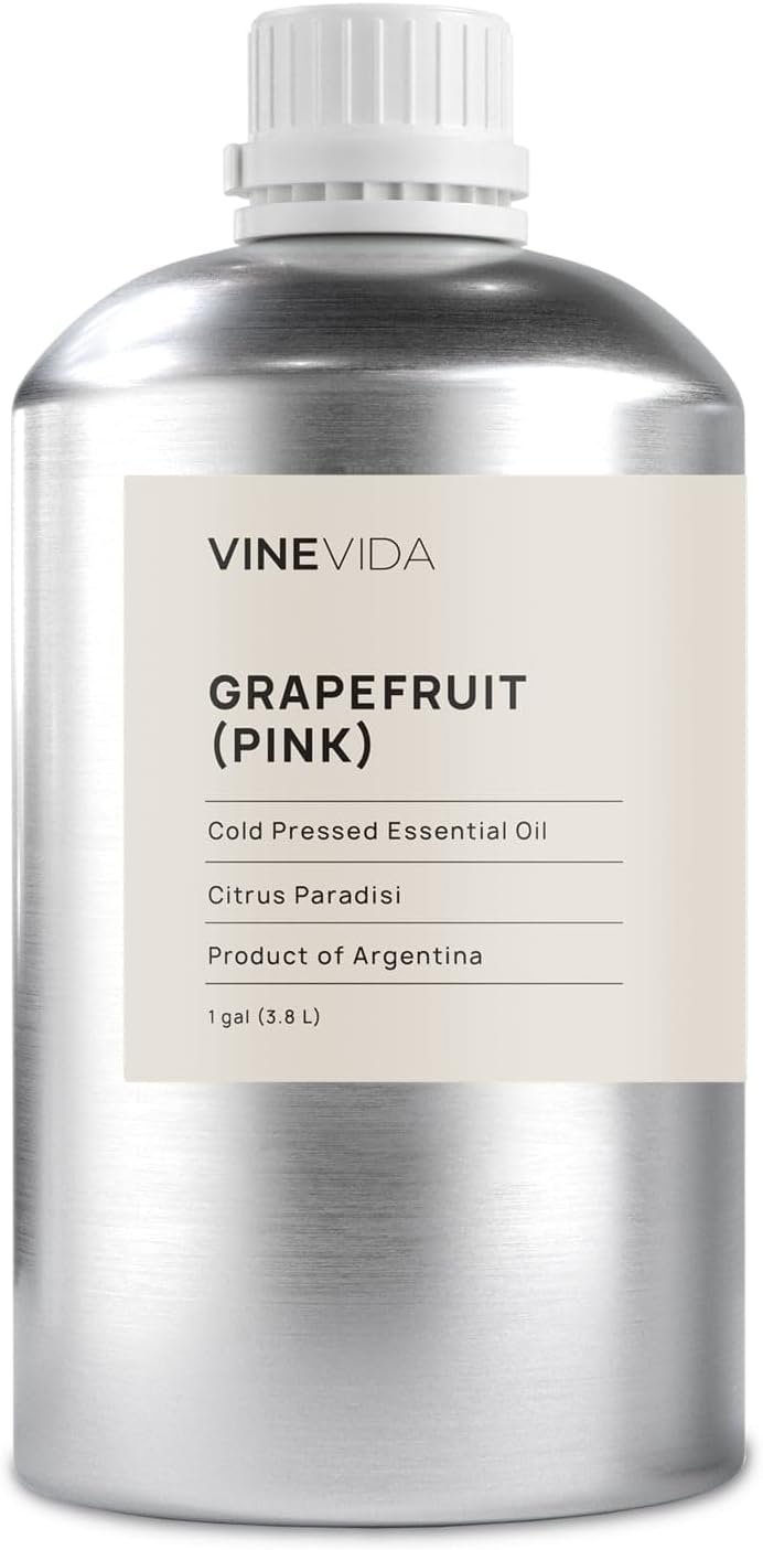 VINEVIDA Grapefruit (Pink) Essential Oil - Gallon Grapefruit (Pink) Oil Undiluted - Bulk Gallon Essential Oil for Soap Making Safe for Skin - DIY Candle Scents for Candlemaking Scents - 8 lbs