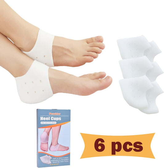 Plantar Fasciitis Gel Heel Protectors - 3 Pairs Heel Cups for Women & Men Heels Pain Relief - Heel Pads Cushions for Achilles Tendonitis Dry Cracked Heel Support Cushion