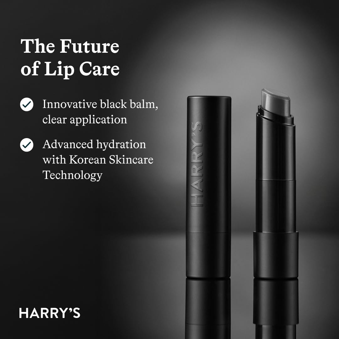 Harry's Black Lip Balm for Men - Hydrating Men's Lip Balm with Natural Finish - Korean Skincare Technology with Meadowfoam Oil (Pack of 2)