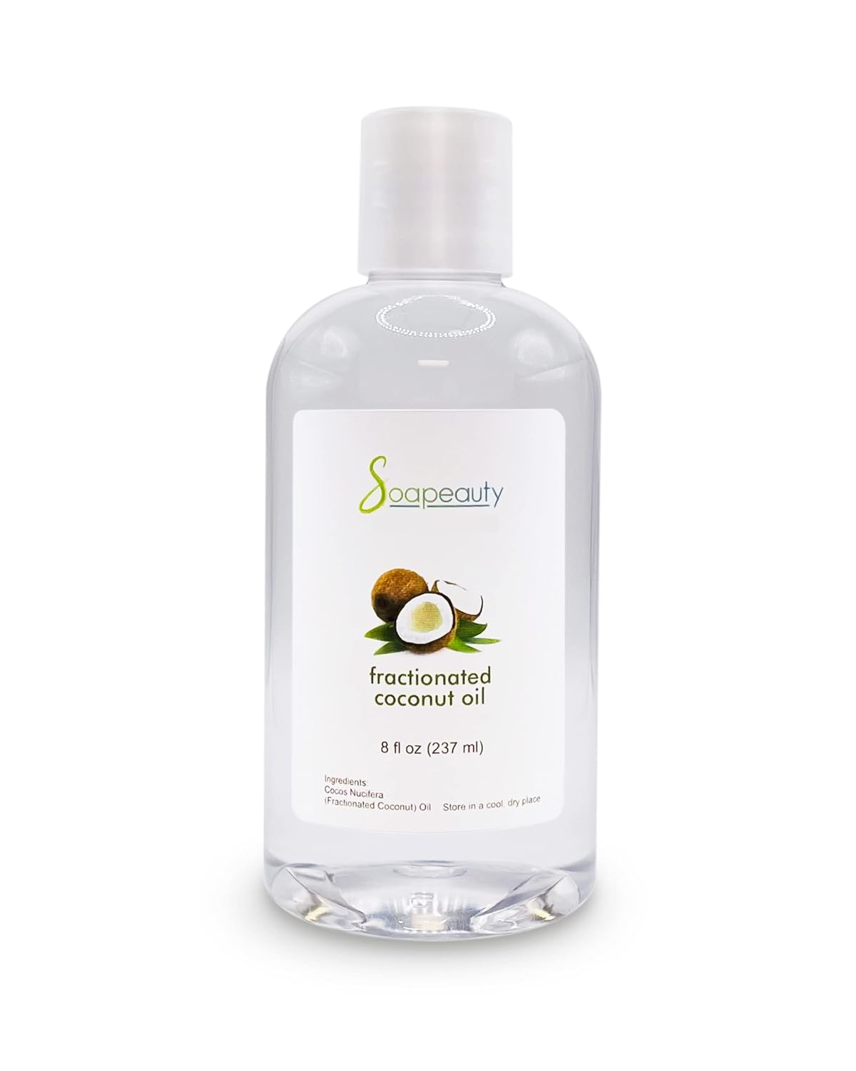 Soapeauty FRACTIONATED COCONUT OIL Cold Pressed Refined | 100% Natural Available in Bulk | Carrier for Essential Oils, Face, Skin, Hair Moisturizer, Soap Making | 8 fl oz