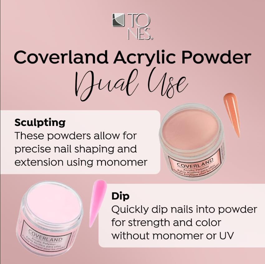 TONES Coverland Acrylic Powder | New Nue | 3.5Oz | Limited Edition | Professional Nail Enhancement | Strong - Long Lasting Formula | Bubble Free Finish