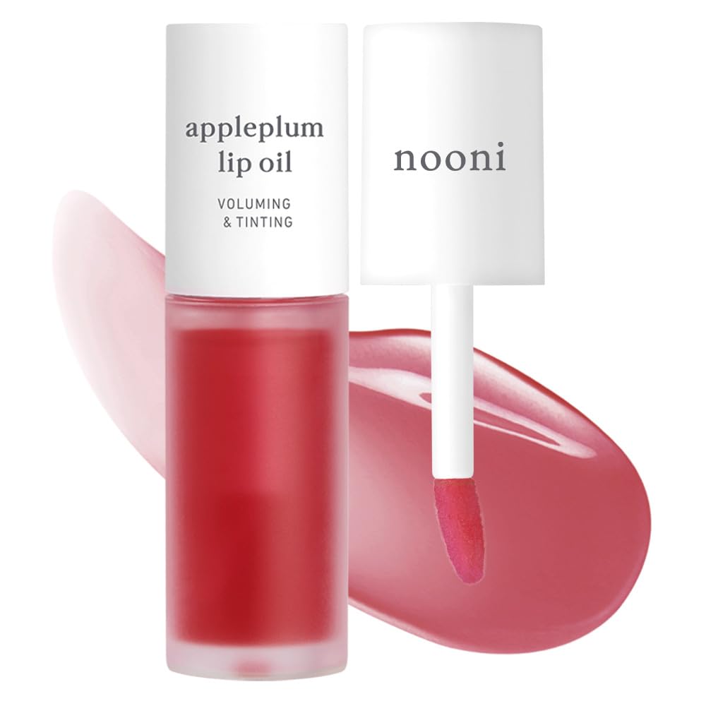 NOONI Korean Lip Oil - Appleplum | Long-Lasting, Moisturizing, Plumping, Revitalizing for Dry Lips, Waterproof, No Peel Off, Korean Tint, Hydrating, Nourishing Crystal Clear, 0.12 FL Oz