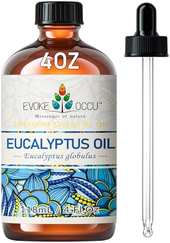 EVOKE OCCU Eucalyptus Essential Oil for Diffuser, Aromatherapy, Shower, Clear Breath, Add to Body Wash, Soap and Candle Making - 4 Fl Oz
