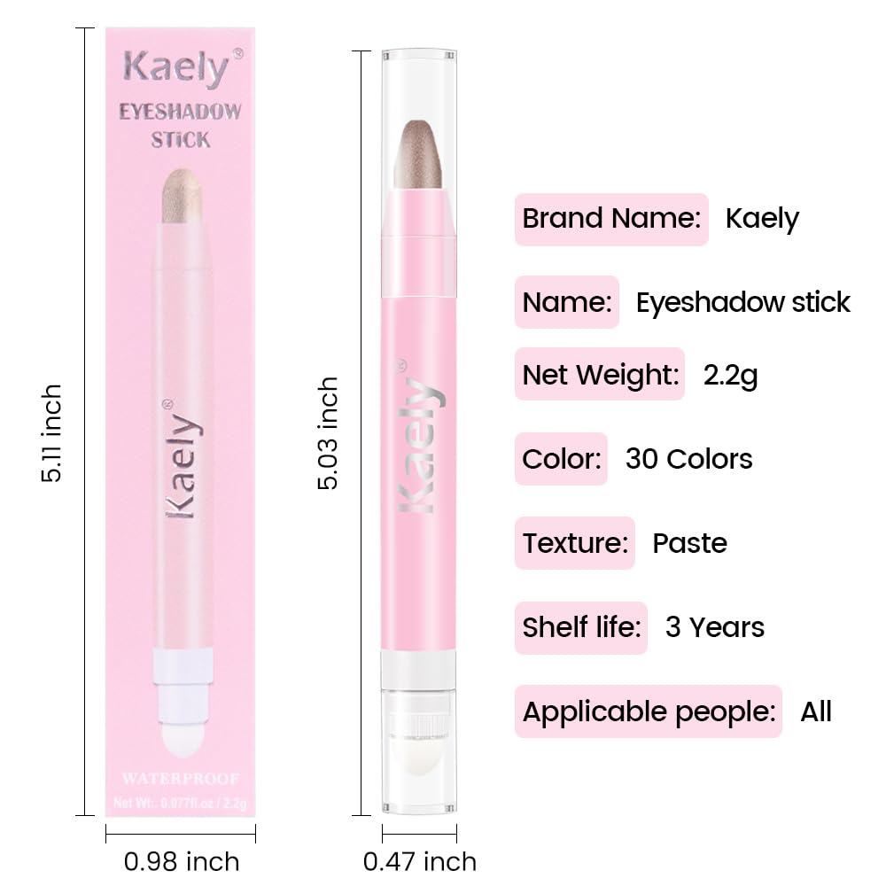 evpct 1Pcs Taupe Shimmer Cream Eye Shadow Brightener Sticks for Eyes Waterproof Pigmented, Double Ended Cream Eyeshadow Stick Pencil Pen with Applicator, Eye Shadow Palette Highlighter Makeup 19
