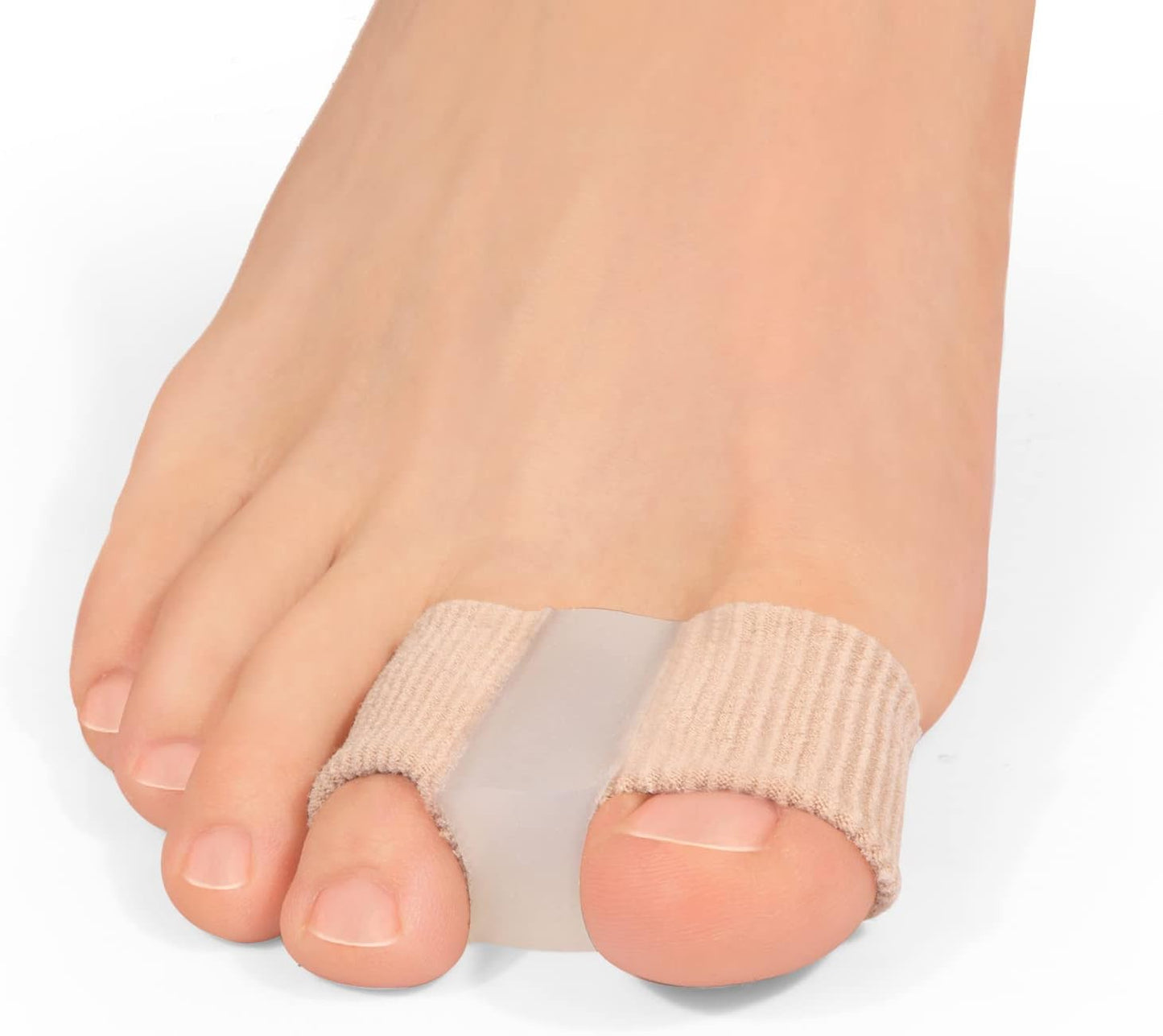 4 PCS Toe Spacers Separators, Wicking& Breathable Fabric Bunion Corrector with Gel Lining for Bunion Pain Relief and Overlapping Toe, Gel Bunion Corrector with Double Loops