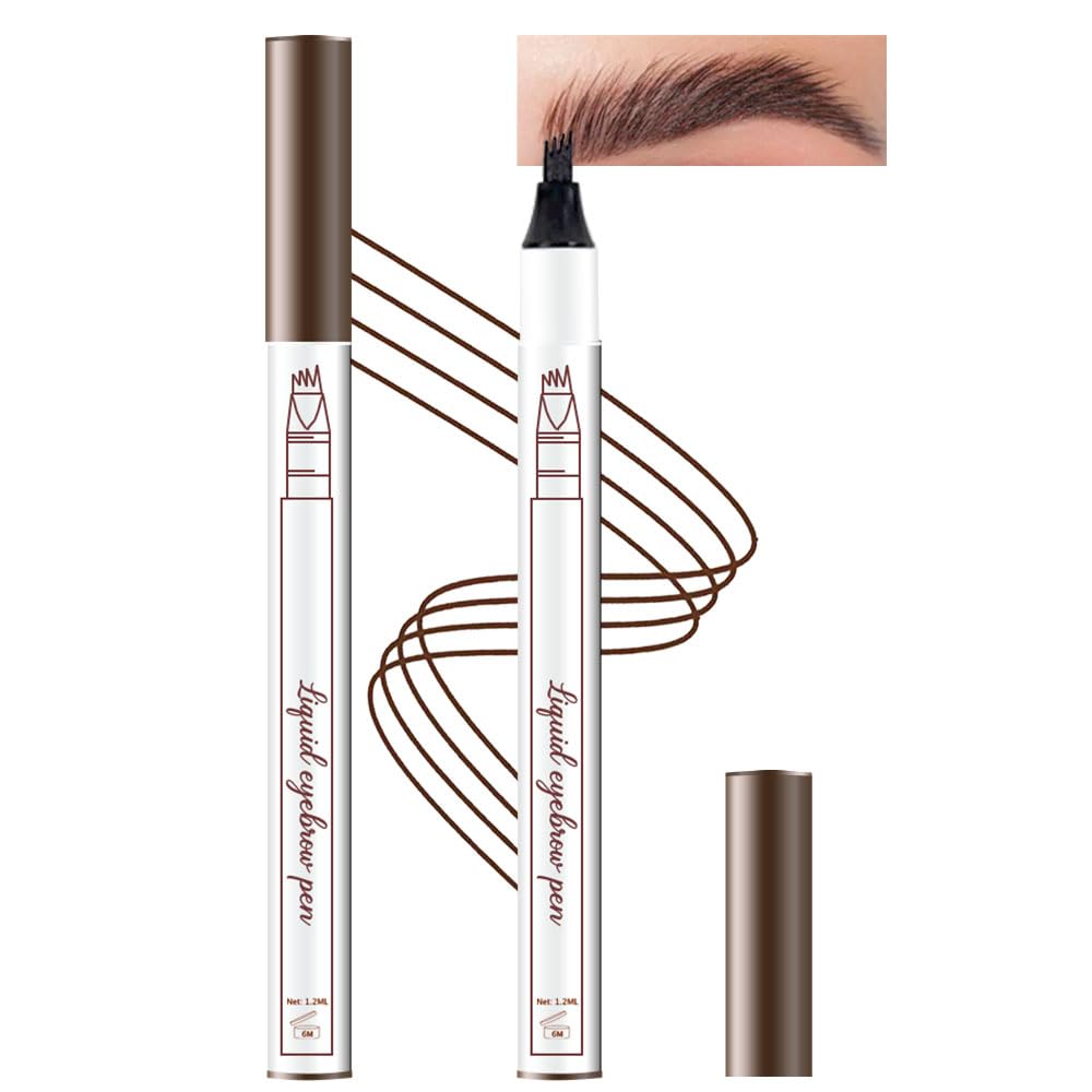 Eyebrow Ink Pencil by Brow Stylist -Micro 4 Point Brow Pen Lift & Snatch Eyebrow Pen Kits with 3 Eyebrow Stencil Long-Lasting Waterproof Natural Eyebrow Hair(1Pc 01# chestnut colour)