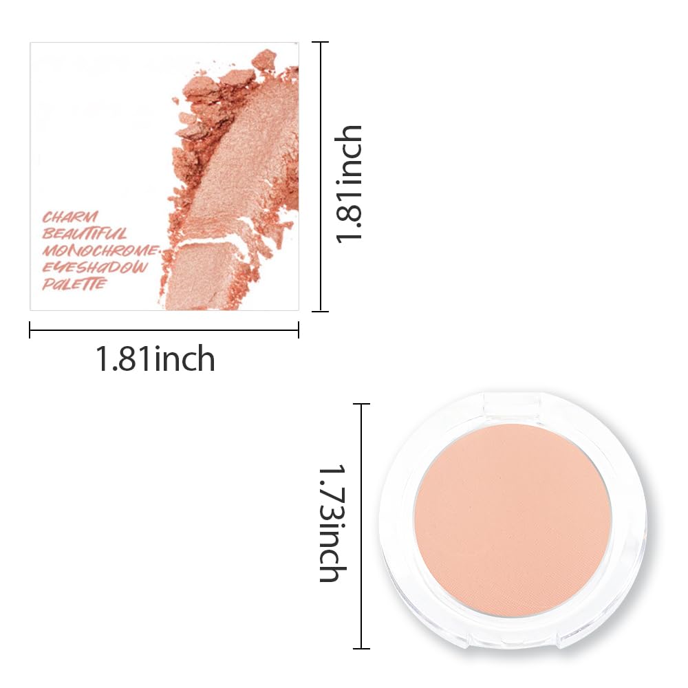 Single Mini Pressed Eyeshadow Makeup Palette, Nude Skin Color Sparkle Shimmer Glitter Monochrome Cream Eye shadows Palette Brightener Makeup for Older Women, Pigmented Waterproof 02#